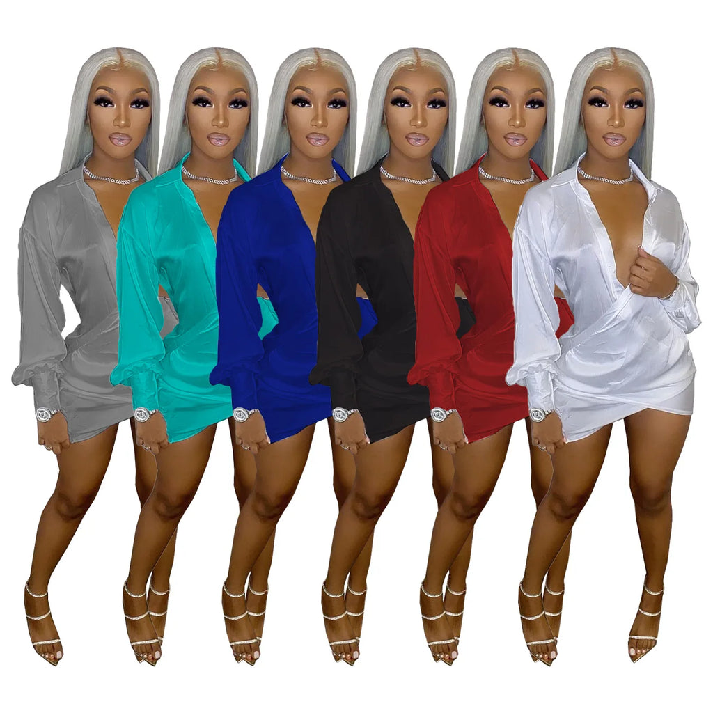 Velouré Satin Shirt Dress